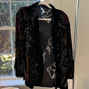 Aria A Vintage Velvet Cut Out Blouse Sz XL with Shoulder pads